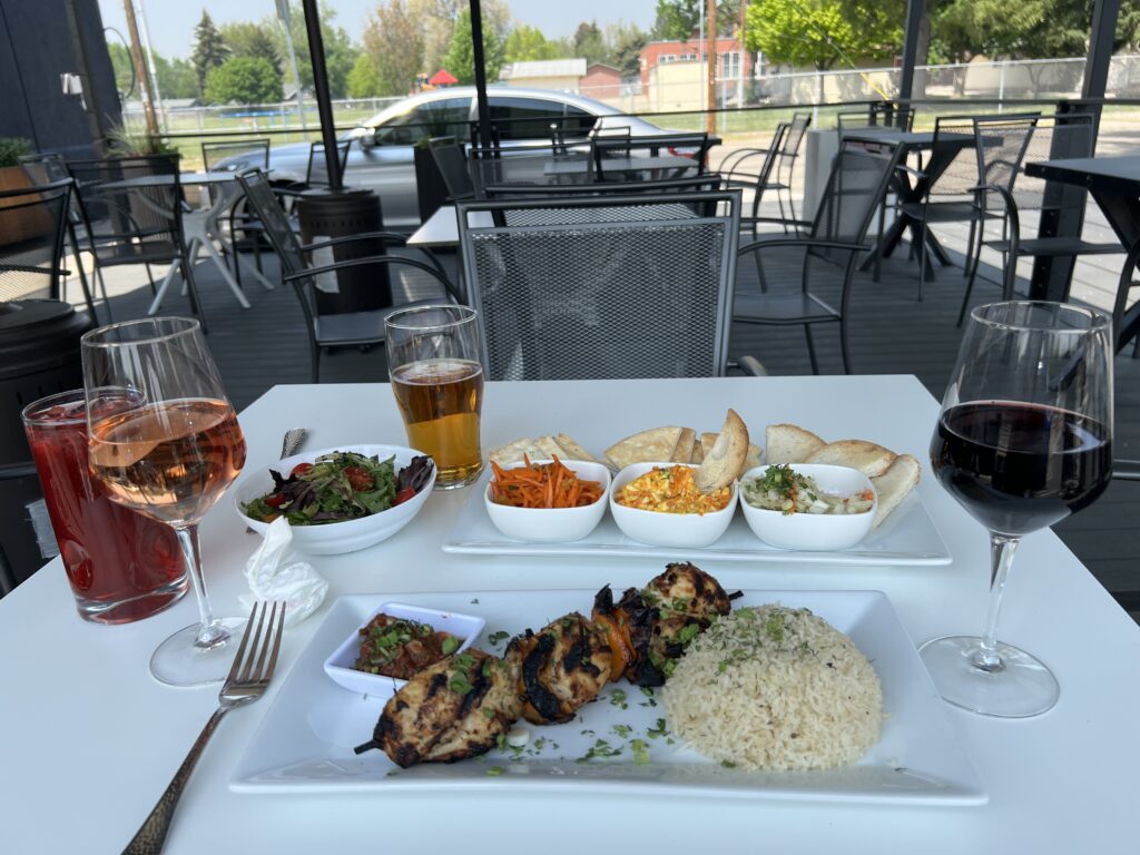 Boise Russian catering trays on patio