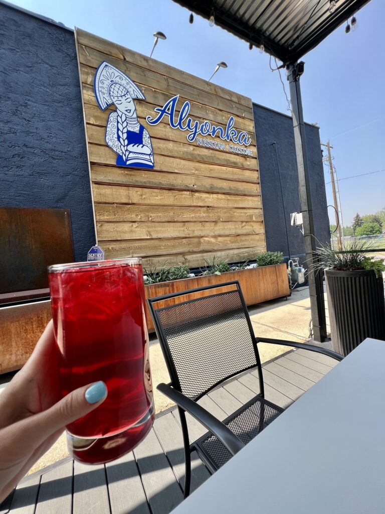 enjoying lemonade on a patio dining in Boise